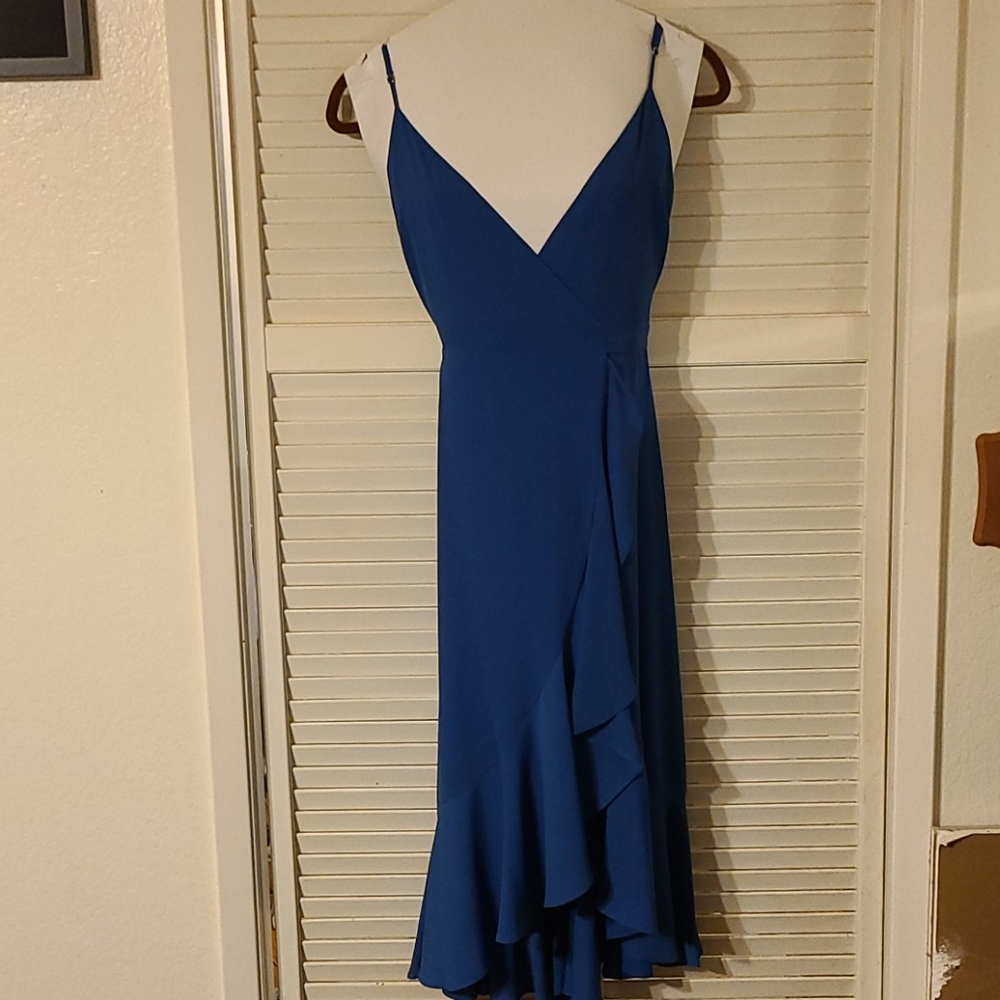 Wrapped blue midi dress